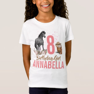 T-Shirt Cheval Noir floral Filles Anniversaire