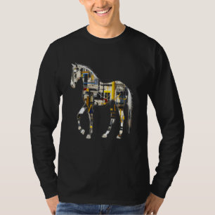T-shirt Cheval Oeuvre géométrique Animal Motif Cheval