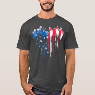 T-shirt Cheval patriotique American Drapeau Coeur 4 juille