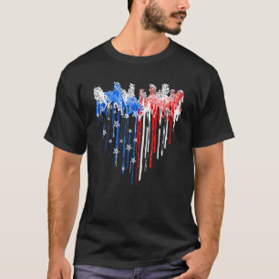 T-shirt Cheval Patriotique Drapeau Américain Cœur 4 Juille