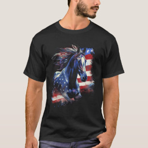 T-shirt Cheval Patriotique Drapeau Américain Équitation St