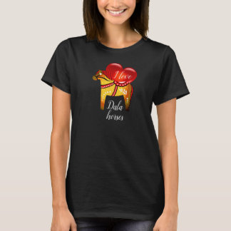 T-shirt Cheval populaire Dala, coeur rouge/noir/jaune/blan