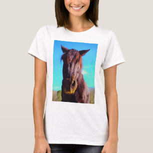 T-shirt Cheval pourpre avec Bouche verte