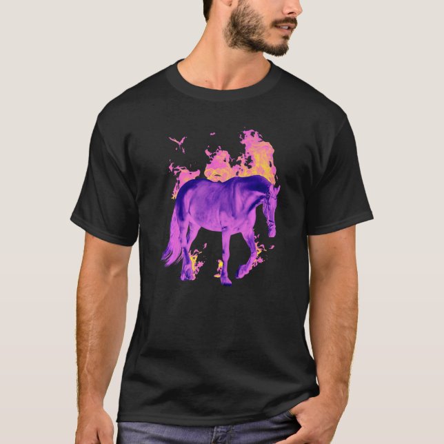 T-shirt Cheval pourpre sur le Cool Cheval de Feu Plan phot (Devant)