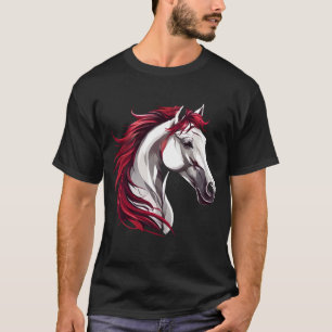 T-shirt Cheval puissant et fort Gris, noir et blanc