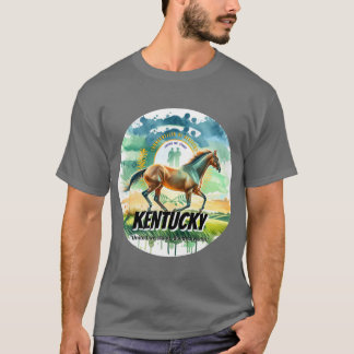 T-shirt Cheval Pur-Sang du Kentucky Animal de l'État Aquar