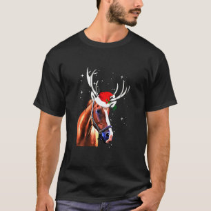 T-shirt Cheval Reindeer lumières de Noël