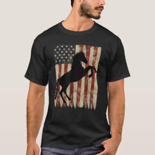 T-shirt Cheval Rider Drapeau américain États-Unis Stallion