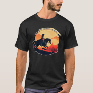 T-shirt Cheval Rider Retro Vintage Sunset Horse Girl Graph