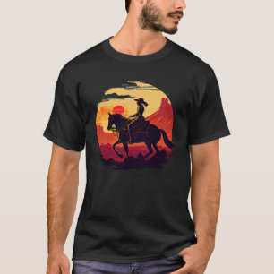 T-shirt Cheval Rider Retro Vintage Sunset Horse Girl Graph