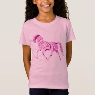 T-Shirt Cheval rose rayé dans les tons roses