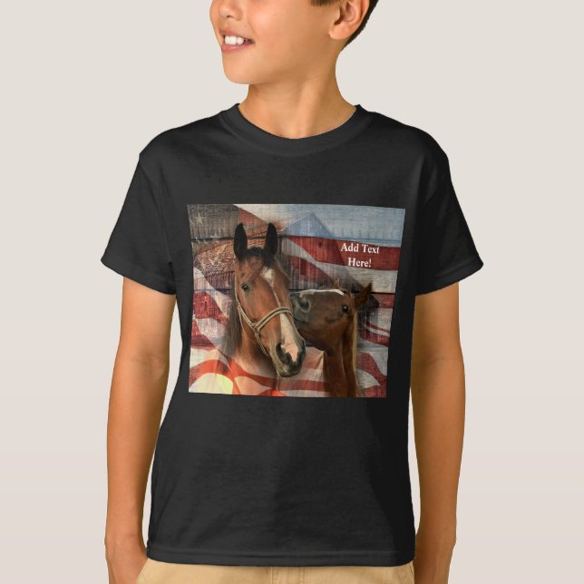 T-shirt Cheval Rustic Barne drapeau américain (Devant)