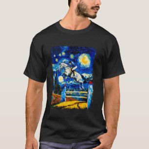 T-shirt Cheval Saut en Selle Concours Hippique Étoile Nuit