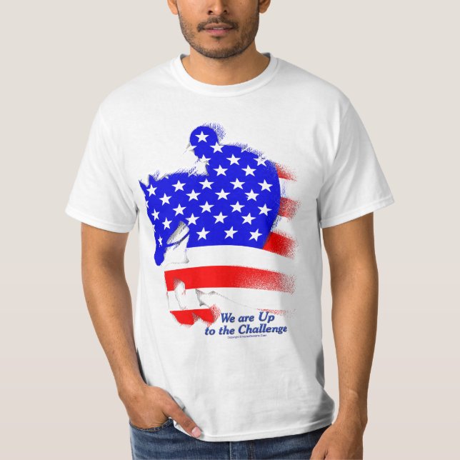 T-shirt Cheval sautant patriotique (Devant)