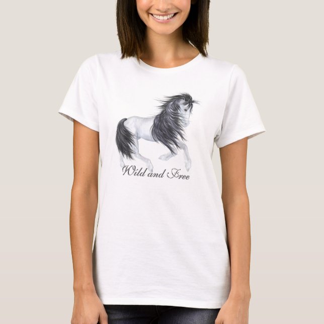 T-shirt Cheval sauvage et libre (Devant)