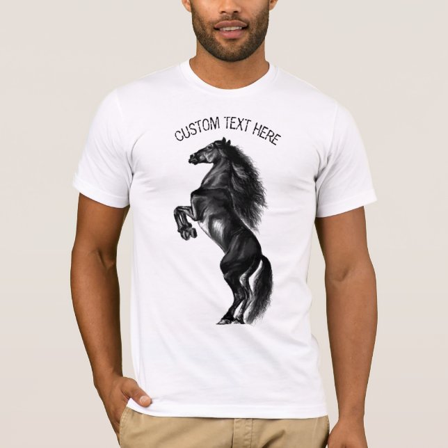 T-shirt Cheval sauvage noir droit - Dessin - Ajouter votre (Devant)