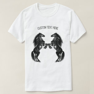T-shirt Cheval sauvage noir droit - Dessin - Ajouter votre