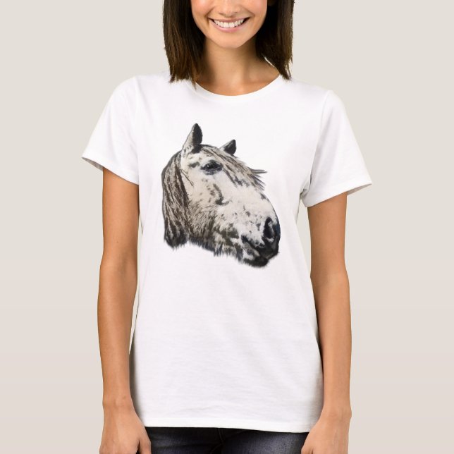T-shirt Cheval sauvage Portrait Cheval Auteur Dames Top (Devant)