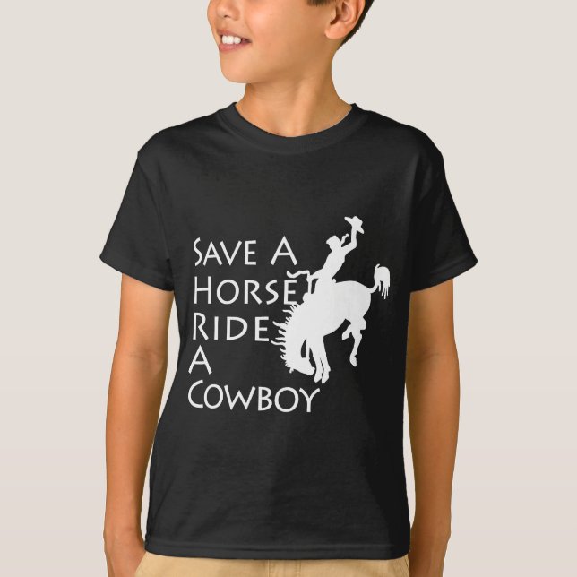T-shirt Cheval - sauvez un tour de cheval un cowboy (Devant)
