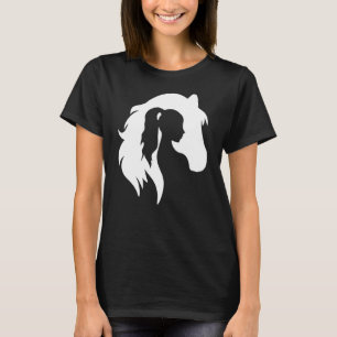 T-shirt Cheval Silhouette Jeune Femme Femme Equestre Cowgi