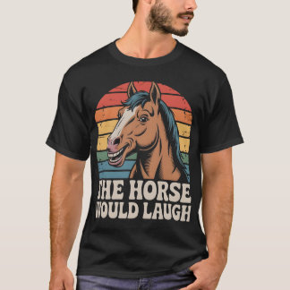 T-shirt Cheval souriant avec fond rétro
