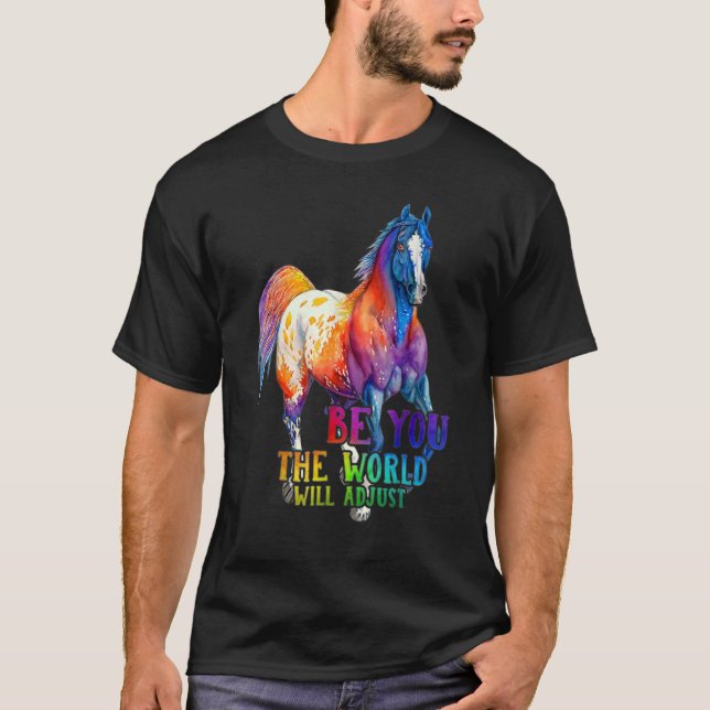 T-shirt Cheval Soyez Vous Le Monde Ajuste Fermier (Devant)