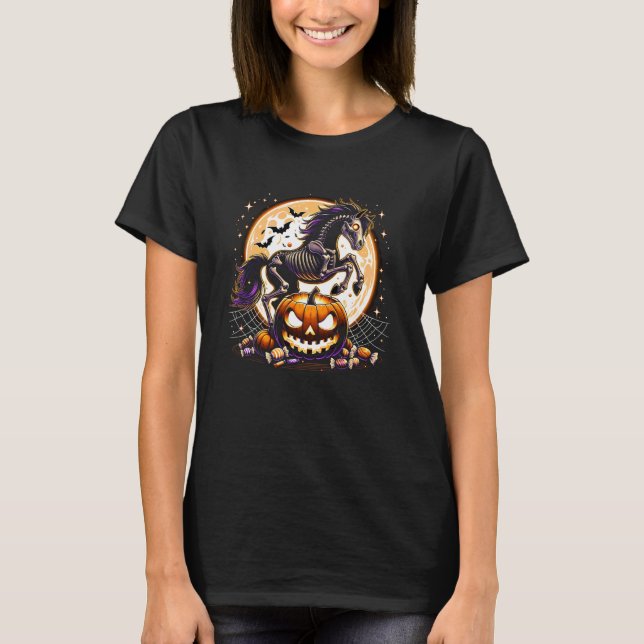 T-shirt Cheval squelette d'Halloween (Devant)