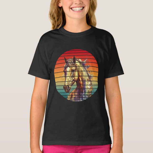 T-shirt cheval style abstrait vintage (Devant)
