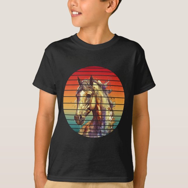 T-shirt cheval style abstrait vintage (Devant)