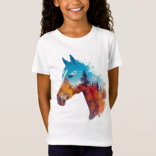T-Shirt Cheval surréaliste en Forêt d'automne