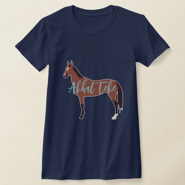 T-shirt Cheval Teke de la baie personnalisée Akhal Silhoue (Poser)