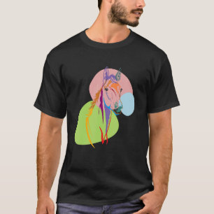 T-shirt Cheval Tête Abstraite Colorée Course Et Course