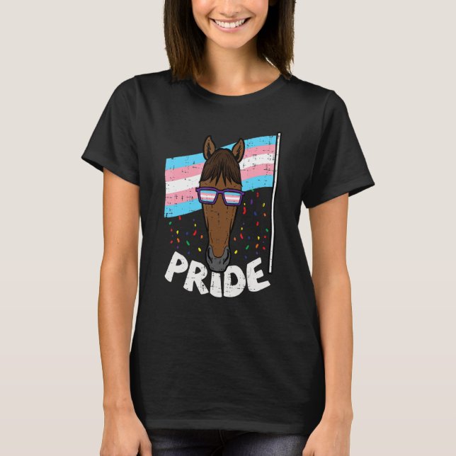 T-shirt Cheval Transgenre Fierté Lunettes de soleil Drapea (Devant)