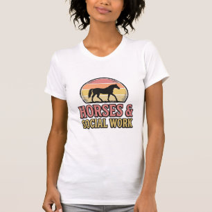 T-shirt Cheval & Travail Social Retro Sunset Vector Design
