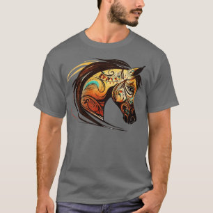 T-shirt Cheval Tribal Art Abstrait Native American Geometr