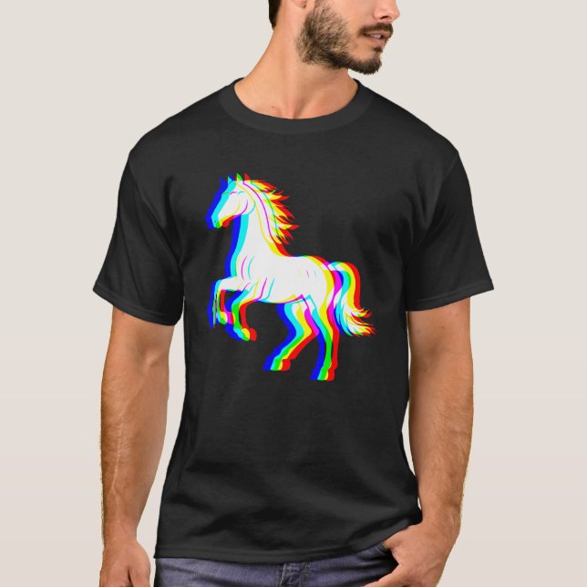 T-shirt Cheval Trippy EDM Rave Illusion Graphique Équestre (Devant)