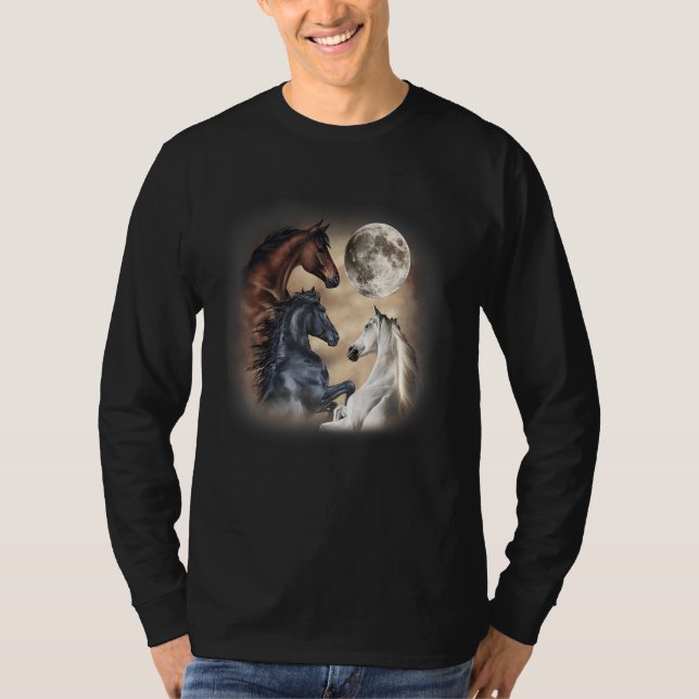 T-shirt Cheval Trois Cheval Lune 3 Wolfs (Devant)