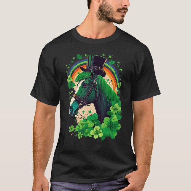 T-shirt Cheval vert trèfle le jour de la Saint-Patrick Che (Devant)
