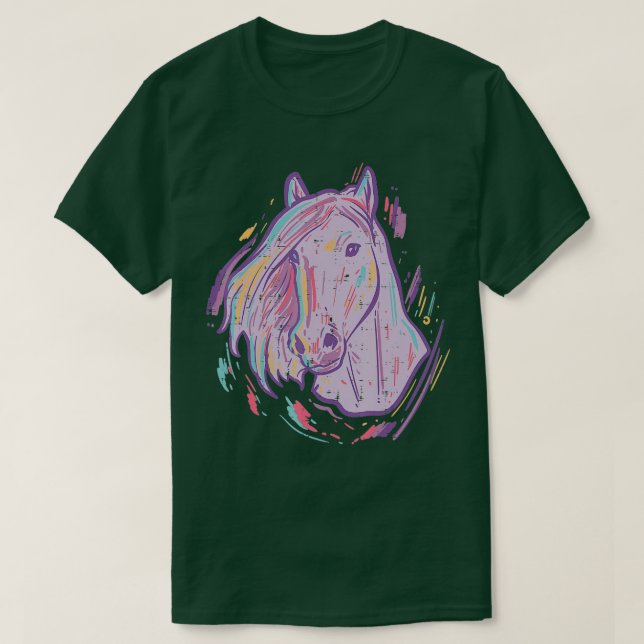 T-shirt Cheval Violet Peinture Animal Art Equestre Hommes  (Design devant)