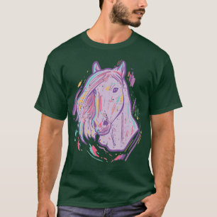 T-shirt Cheval Violet Peinture Animal Art Equestre Hommes 