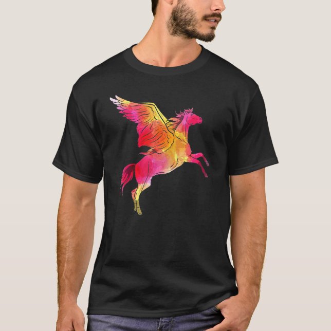T-shirt Cheval volant aquarelle design Pégase (Devant)