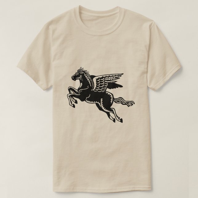 T-shirt Cheval volant - noir et blanc (Design devant)