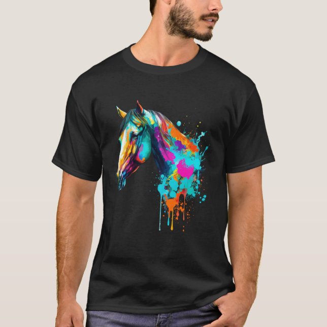 T-shirt Cheval Watercolor Cheval Head (Devant)