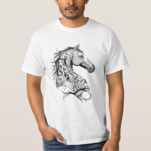 T-shirt Cheval Wild Animal Nature Illustration Art tatouag