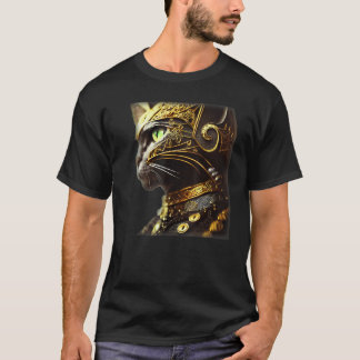 T-shirt Chevalier Chat portant une armure noire à filigran