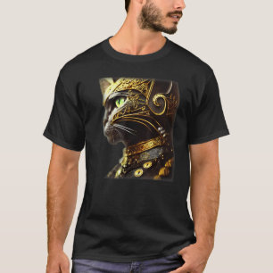 T-shirt Chevalier Chat portant une armure noire à filigran
