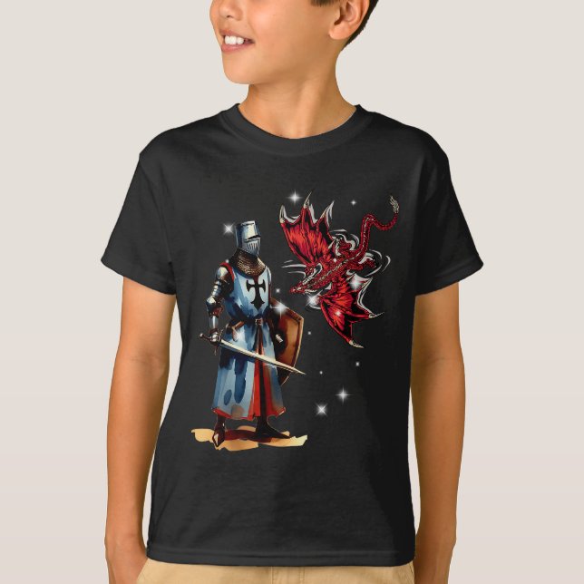 T-shirt Chevalier de Conte de Fées Enfant Armure de Cheval (Devant)