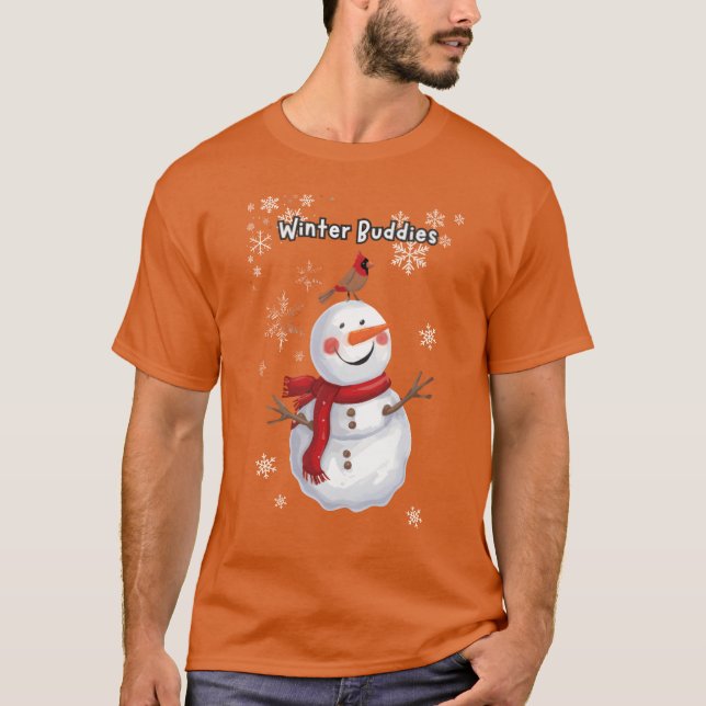 T-shirt Chevalier de neige et cadeau d'oiseau (Devant)