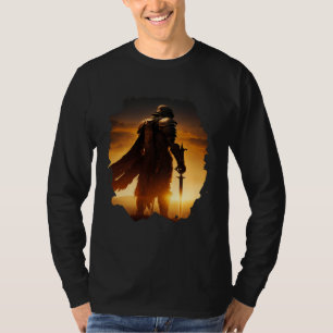 T-shirt Chevalier épique au coucher du soleil sur le champ