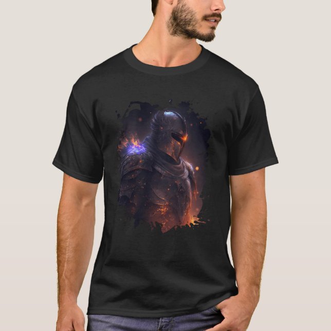 T-shirt Chevalier flamme invincible dans le monde sombre (Devant)